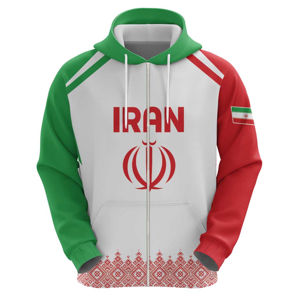 Custom Football 2026 Iran Zip Hoodie Team Melli Come On