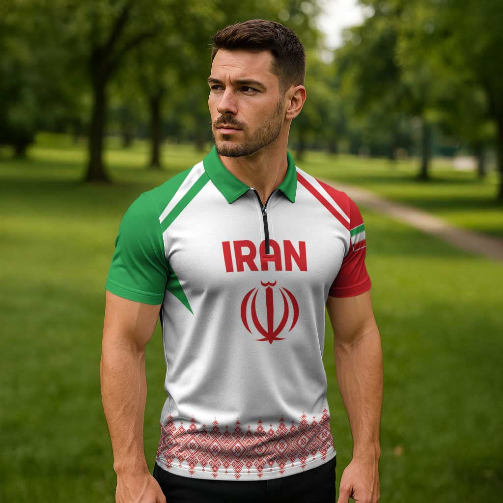 Custom Football 2026 Iran Zipper Polo Shirt Team Melli Come On