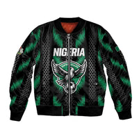 Custom Football Nigeria Sleeve Zip Bomber Jacket Soar Super Eagles