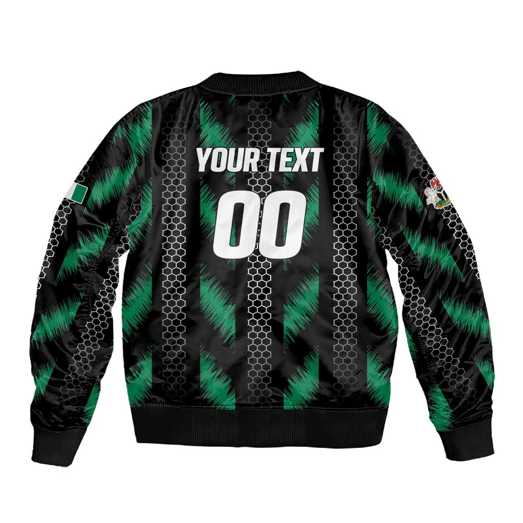 Custom Football Nigeria Sleeve Zip Bomber Jacket Soar Super Eagles