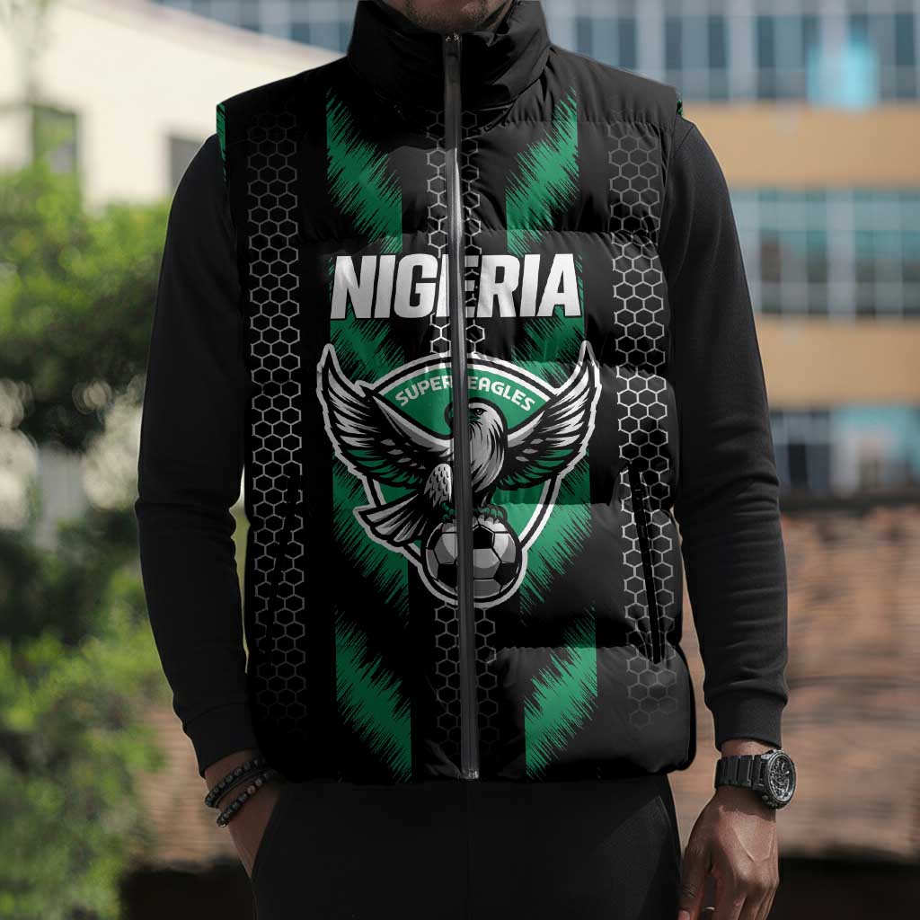 Custom Football Nigeria Sleeveless Puffer Jacket Soar Super Eagles