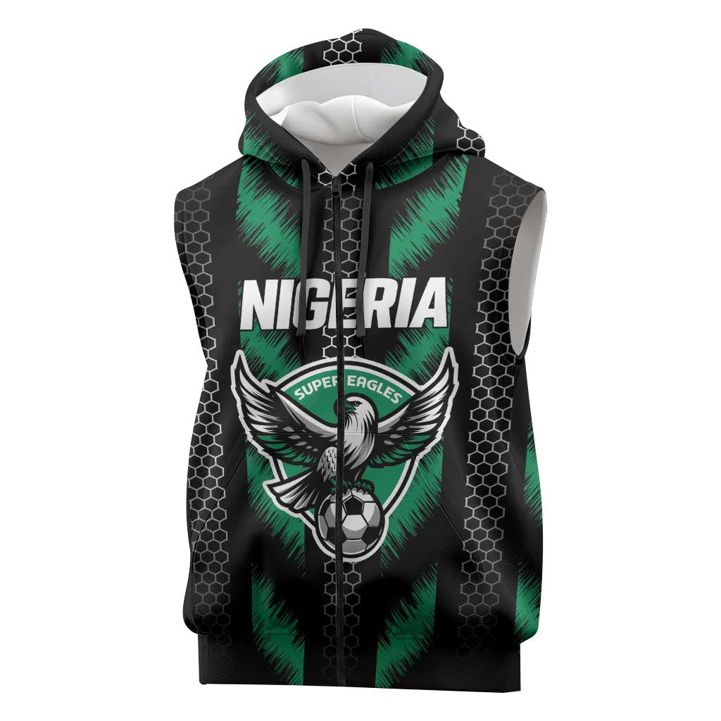 Custom Football Nigeria Sleeveless Zip Hoodie Soar Super Eagles
