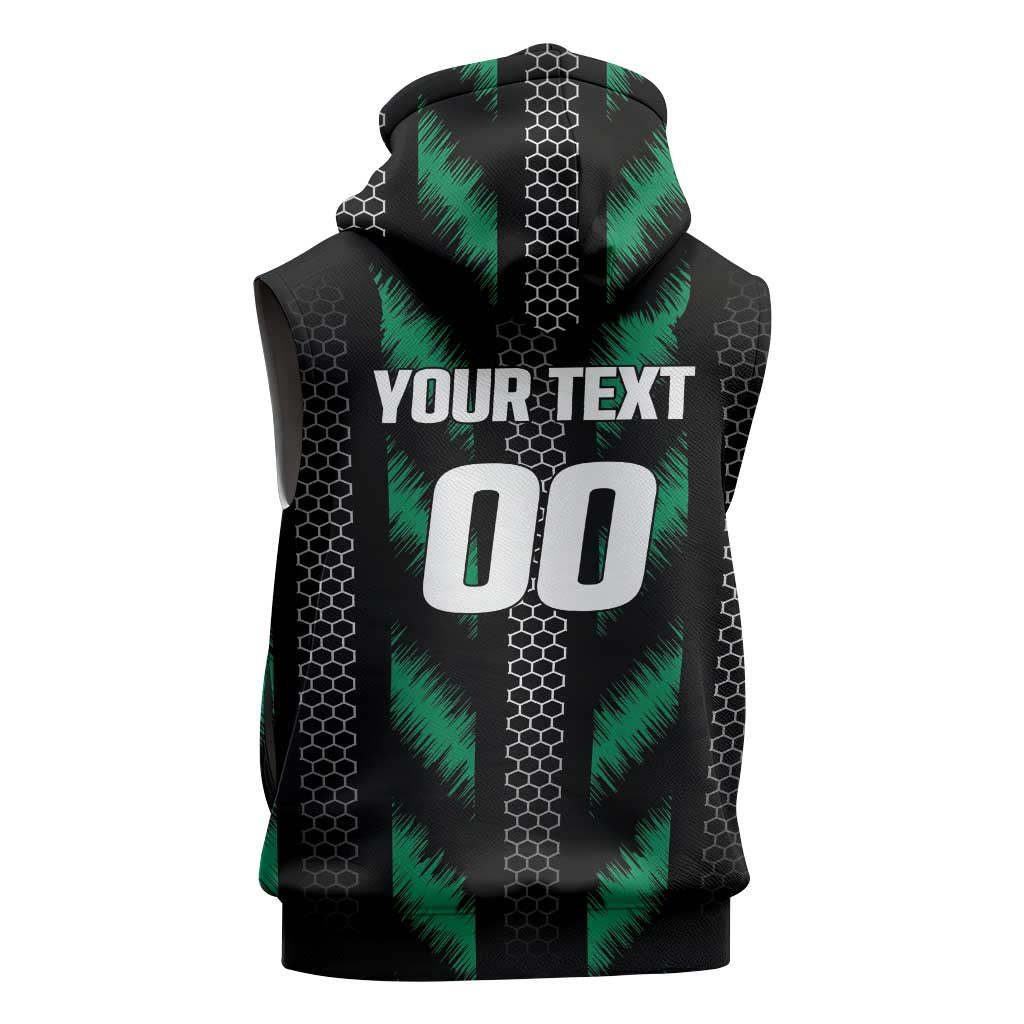 Custom Football Nigeria Sleeveless Zip Hoodie Soar Super Eagles