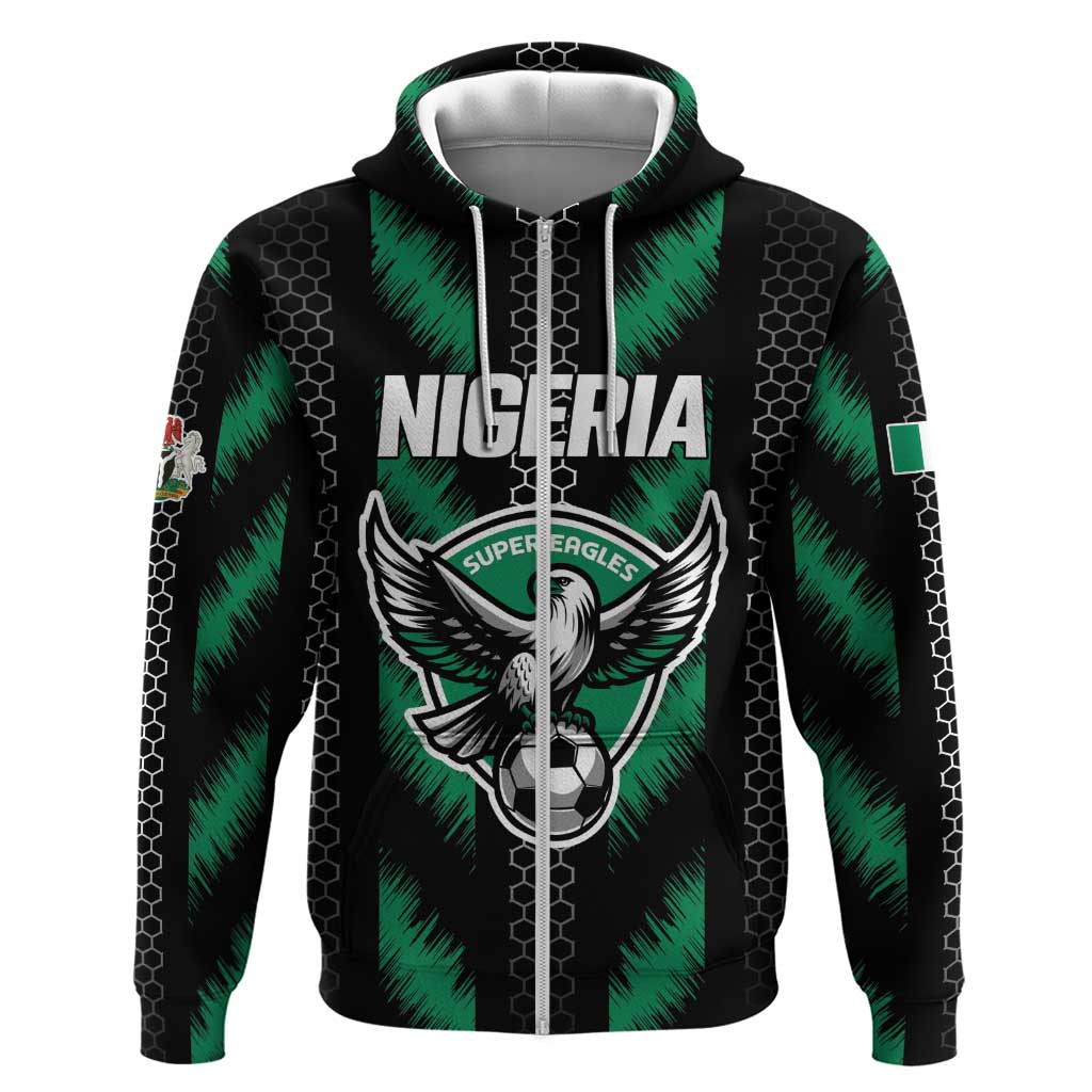 Custom Football Nigeria Zip Hoodie Soar Super Eagles