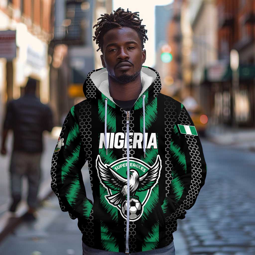 Custom Football Nigeria Zip Hoodie Soar Super Eagles