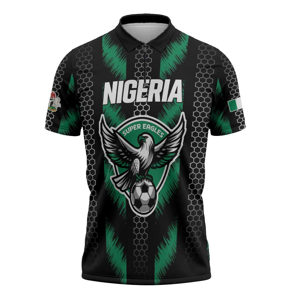 Custom Football Nigeria Zipper Polo Shirt Soar Super Eagles