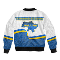 Ukraine Bomber Jacket Ukrainian Map Vyshyvanka Pattern - Wonder Print Shop
