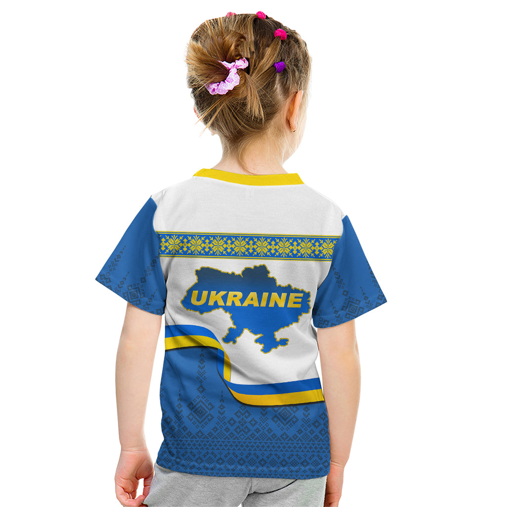 Ukraine Kid T Shirt Ukrainian Map Vyshyvanka Pattern - Wonder Print Shop