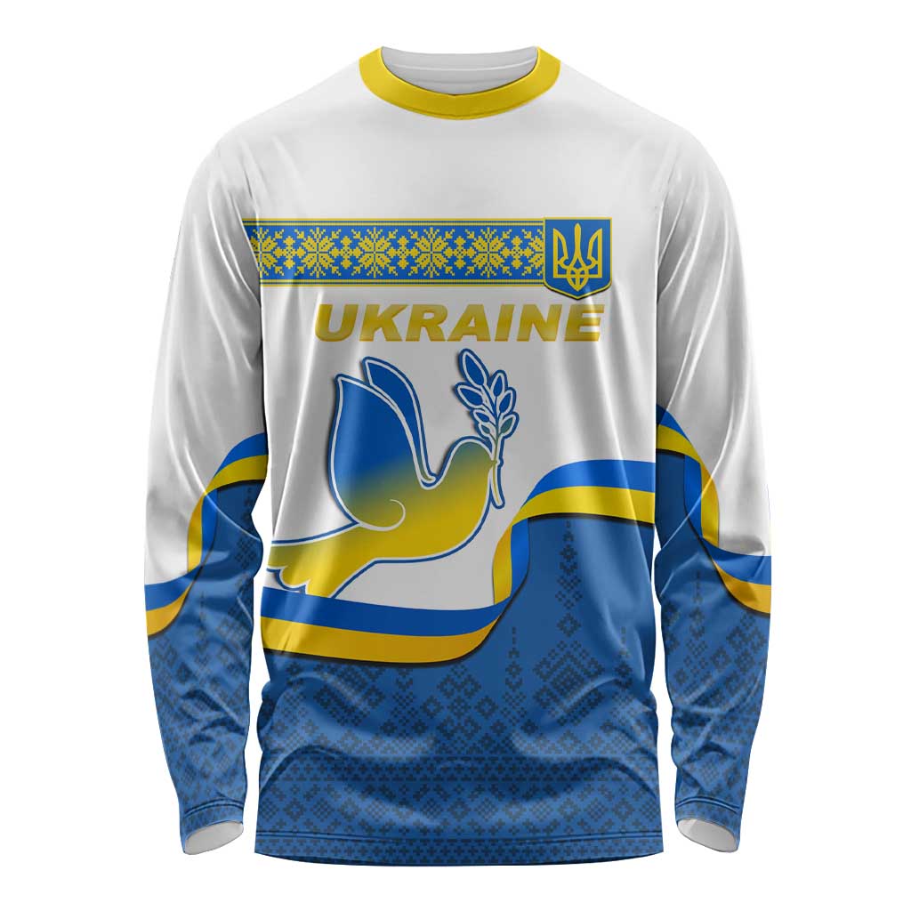 Ukraine Long Sleeve Shirt Ukrainian Map Vyshyvanka Pattern LT01