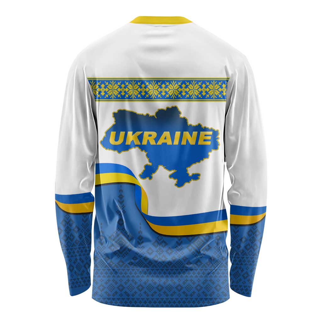 Ukraine Long Sleeve Shirt Ukrainian Map Vyshyvanka Pattern LT01