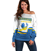 Ukraine Off Shoulder Sweater Ukrainian Map Vyshyvanka Pattern - Wonder Print Shop