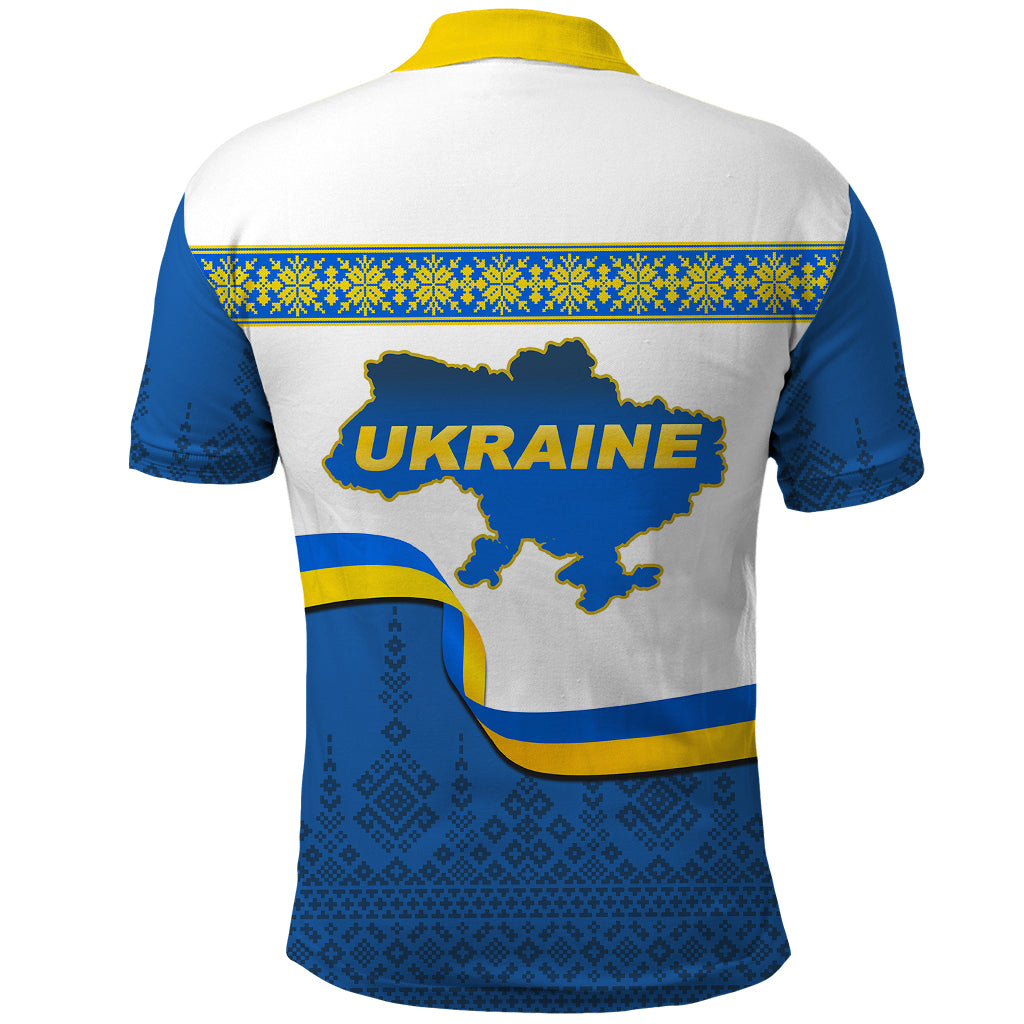 Ukraine Polo Shirt Ukrainian Map Vyshyvanka Pattern - Wonder Print Shop