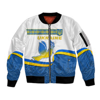 Ukraine Sleeve Zip Bomber Jacket Ukrainian Map Vyshyvanka Pattern - Wonder Print Shop