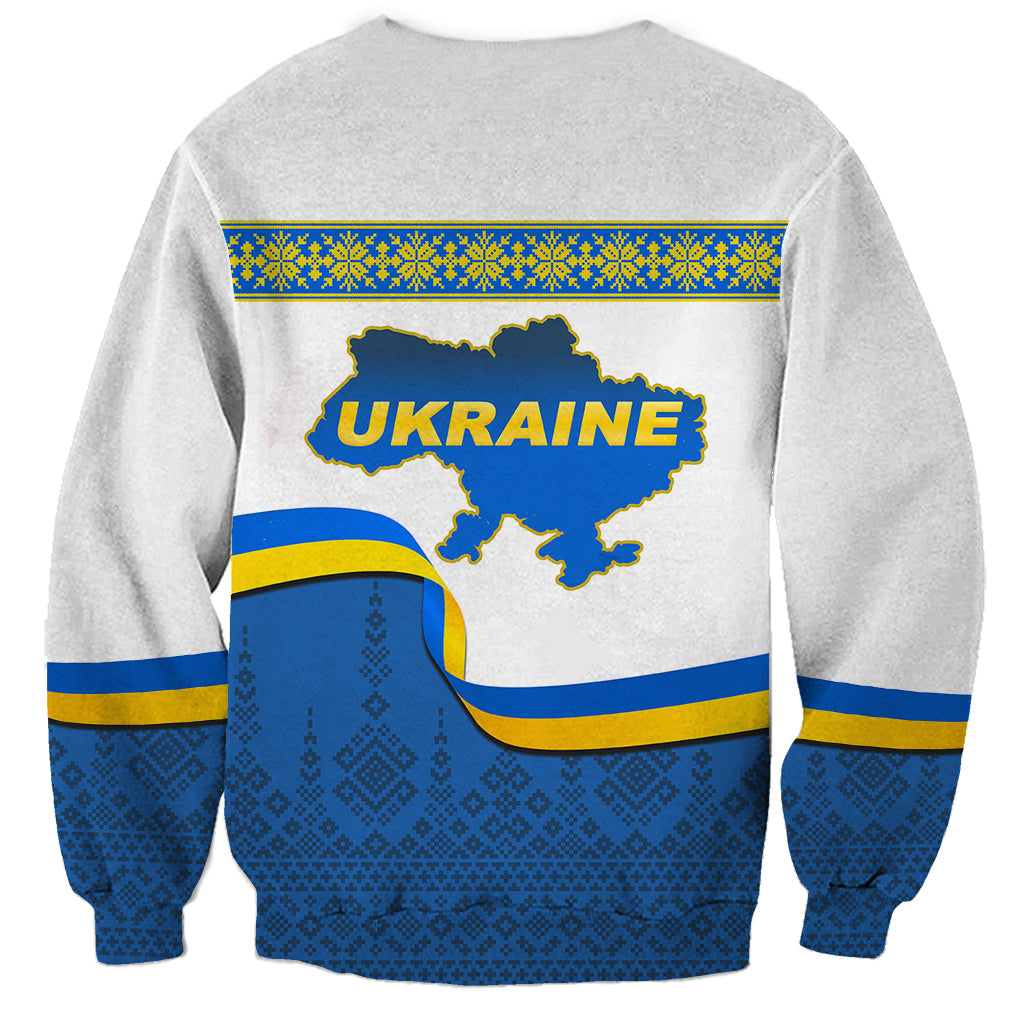 Ukraine Sweatshirt Ukrainian Map Vyshyvanka Pattern - Wonder Print Shop