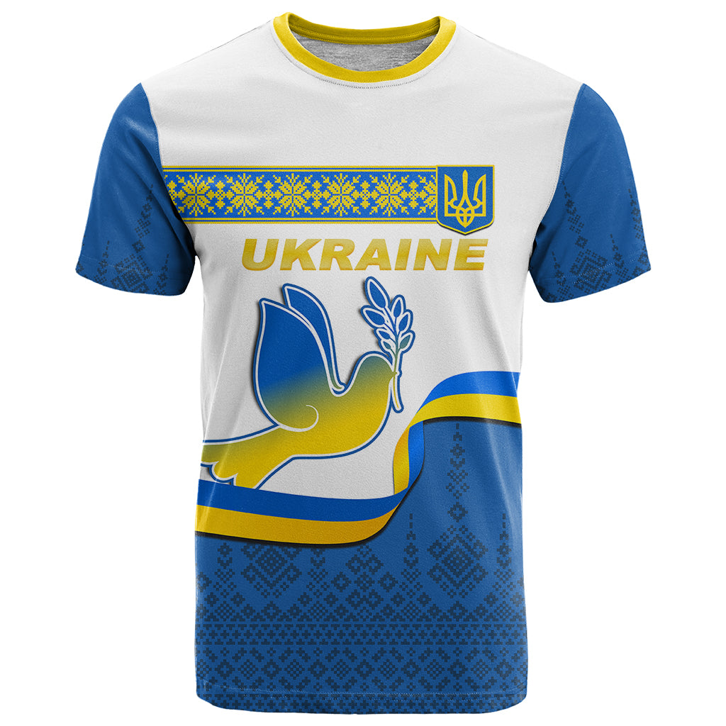 Ukraine T Shirt Ukrainian Map Vyshyvanka Pattern - Wonder Print Shop