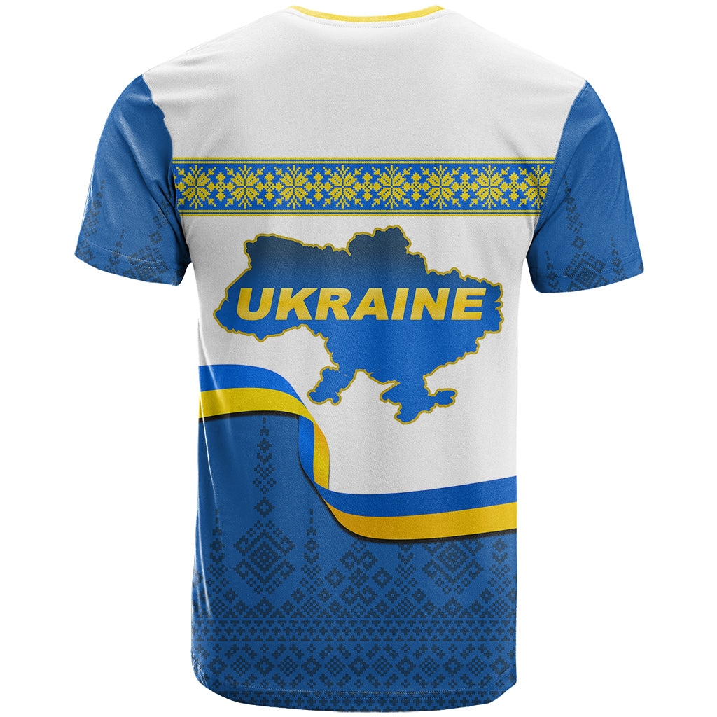 Ukraine T Shirt Ukrainian Map Vyshyvanka Pattern - Wonder Print Shop