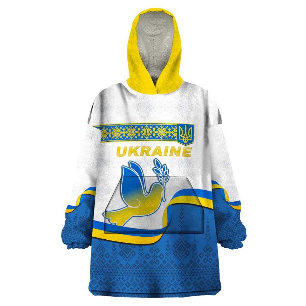 Ukraine Wearable Blanket Hoodie Ukrainian Map Vyshyvanka Pattern - Wonder Print Shop