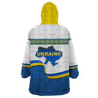 Ukraine Wearable Blanket Hoodie Ukrainian Map Vyshyvanka Pattern - Wonder Print Shop
