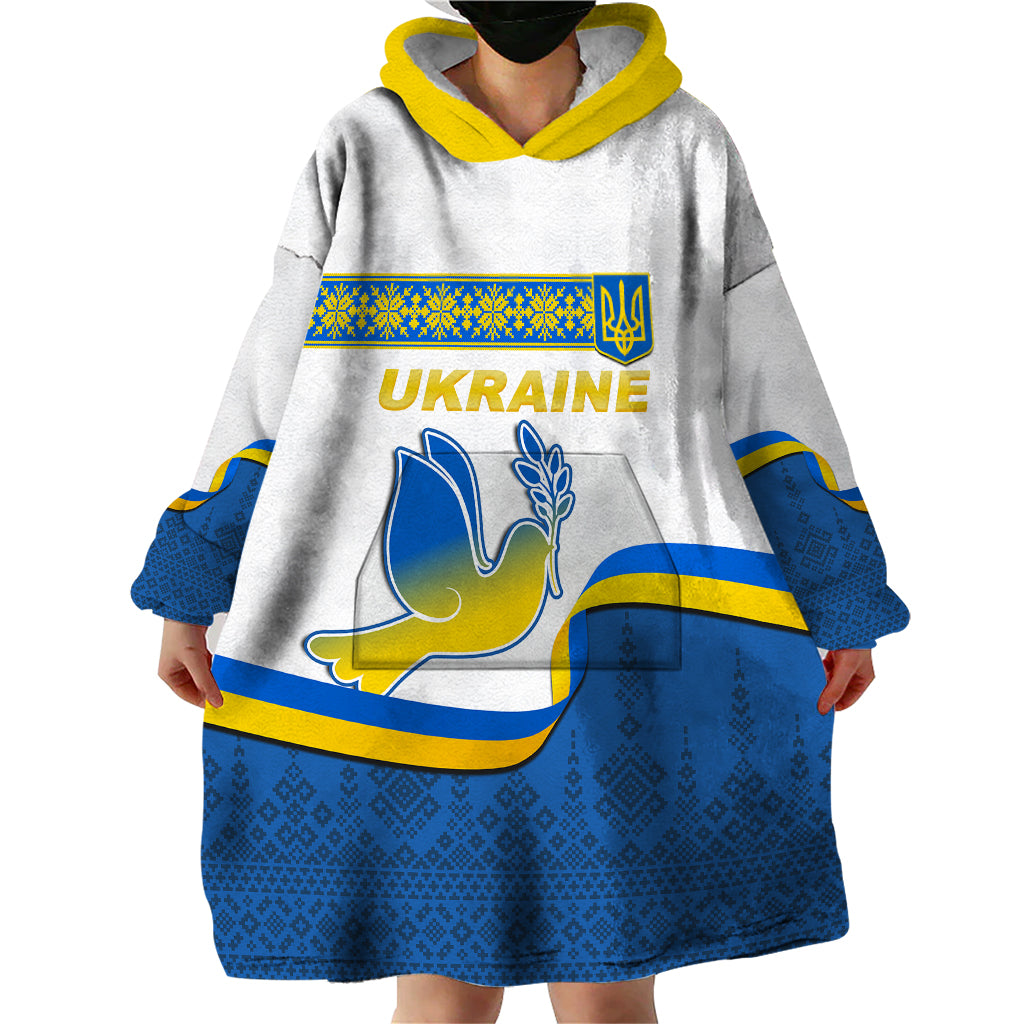 Ukraine Wearable Blanket Hoodie Ukrainian Map Vyshyvanka Pattern - Wonder Print Shop