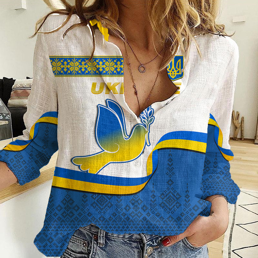 Ukraine Women Casual Shirt Ukrainian Map Vyshyvanka Pattern - Wonder Print Shop