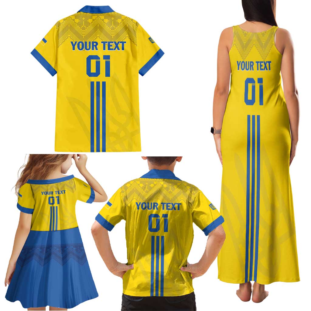 Custom Ukraine 2024 Football Family Matching Tank Maxi Dress and Hawaiian Shirt Ukrainian Folk Pattern - Wonder Print Shop