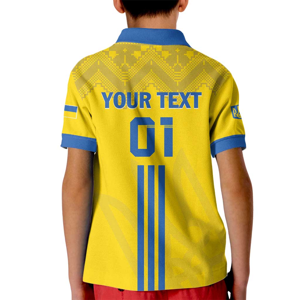 Custom Ukraine 2024 Football Kid Polo Shirt Ukrainian Folk Pattern - Wonder Print Shop