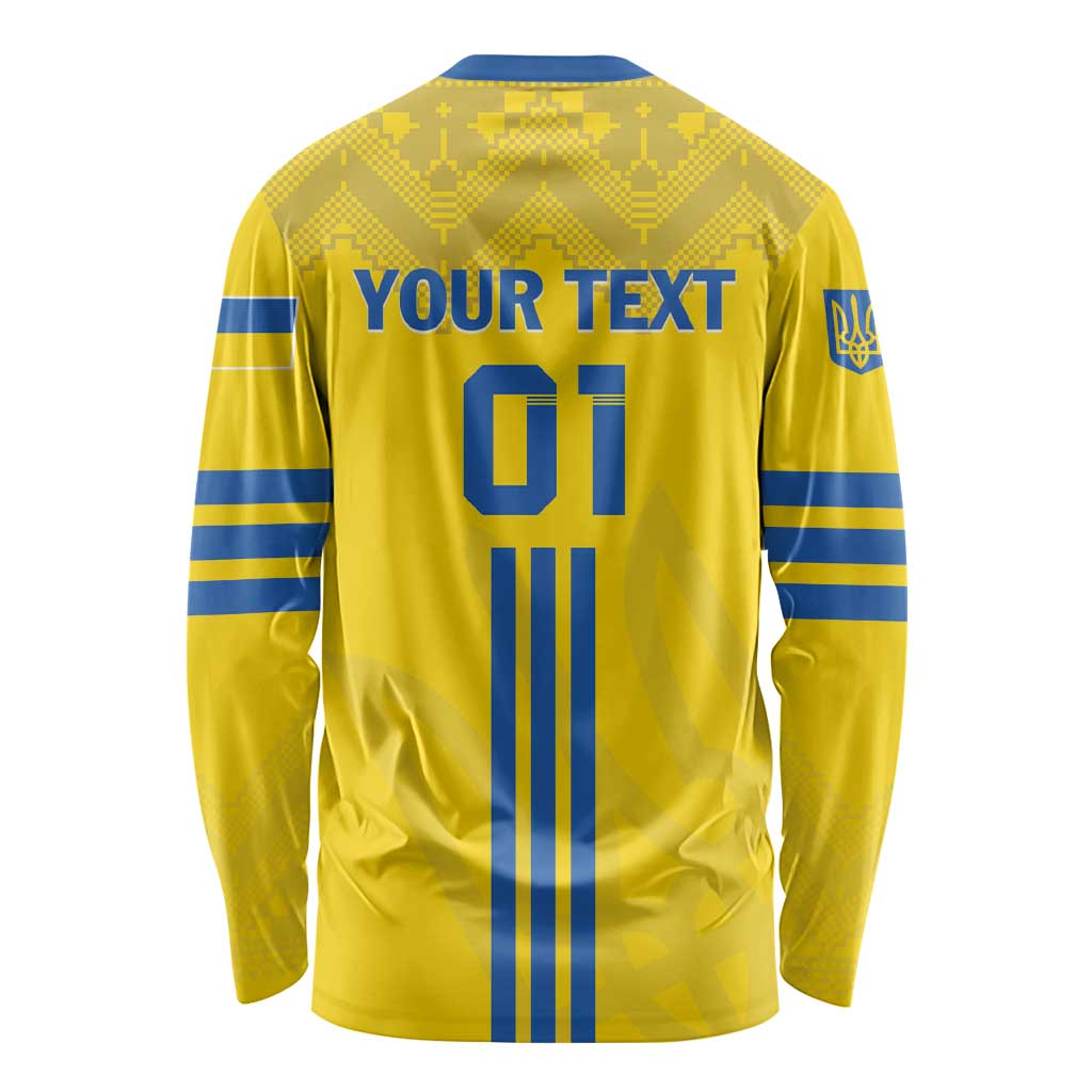 Custom Ukraine 2024 Football Long Sleeve Shirt Ukrainian Folk Pattern - Wonder Print Shop
