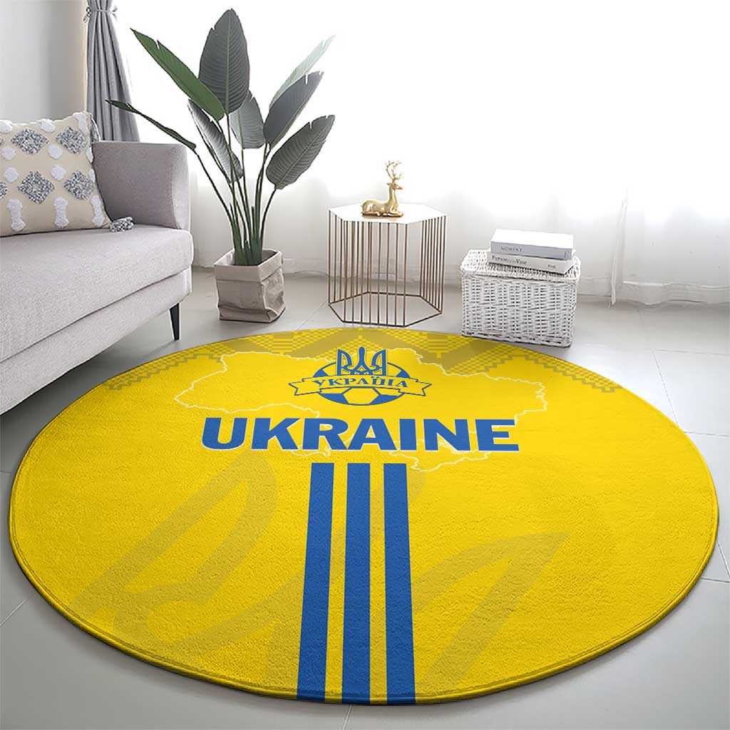 Ukraine 2024 Football Round Carpet Ukrainian Folk Pattern