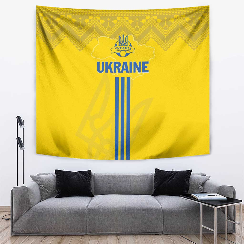 Ukraine 2024 Football Tapestry Ukrainian Folk Pattern - Wonder Print Shop