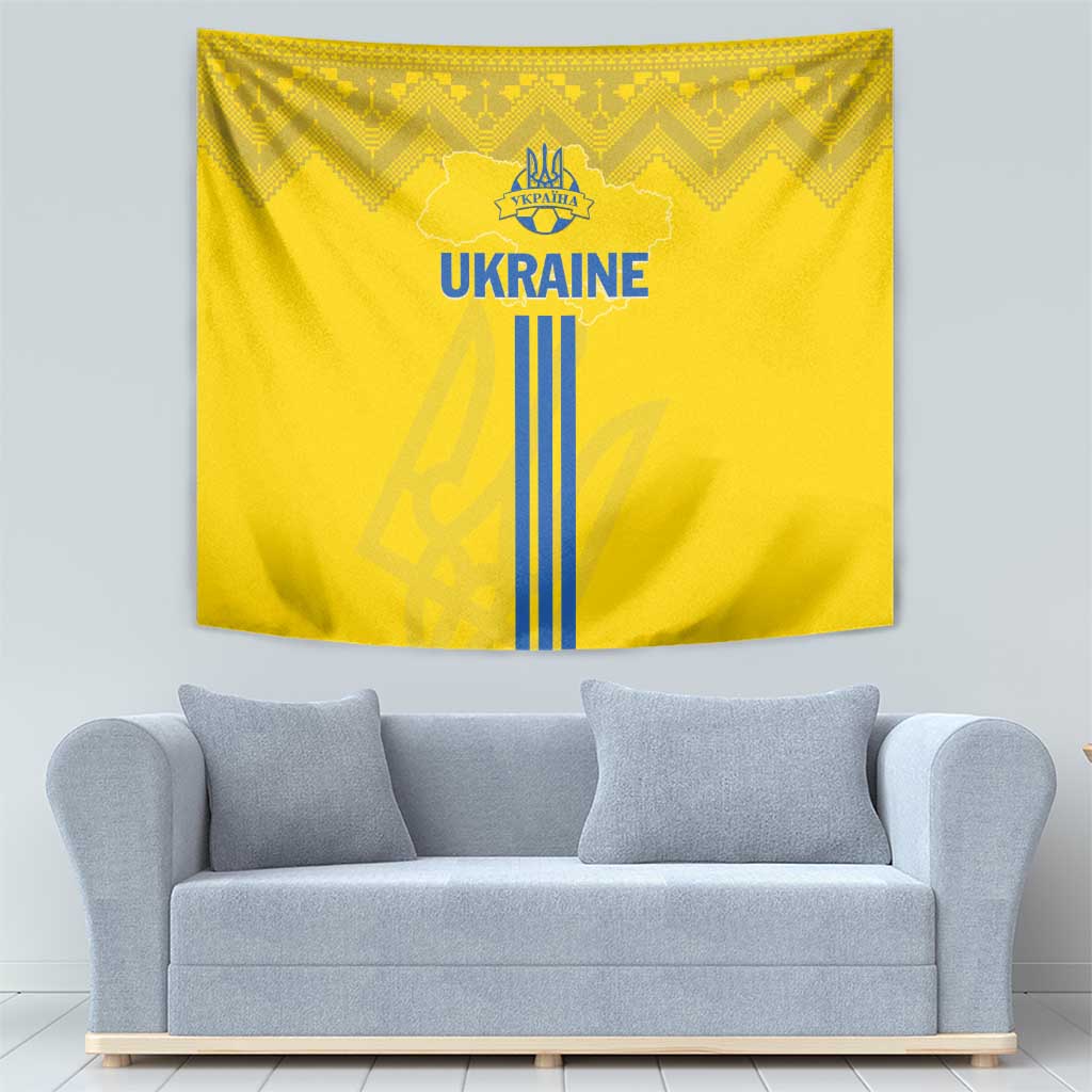 Ukraine 2024 Football Tapestry Ukrainian Folk Pattern - Wonder Print Shop