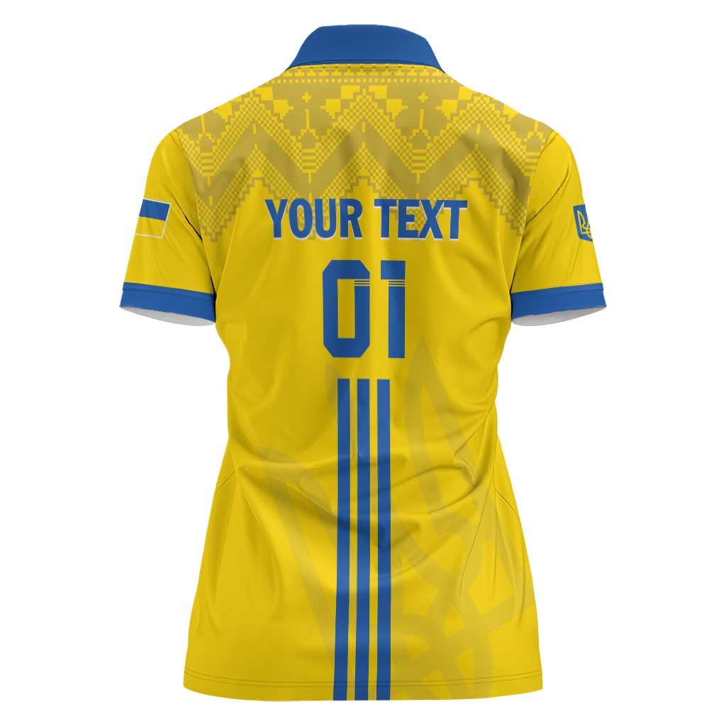 Custom Ukraine 2024 Football Women Polo Shirt Ukrainian Folk Pattern - Wonder Print Shop