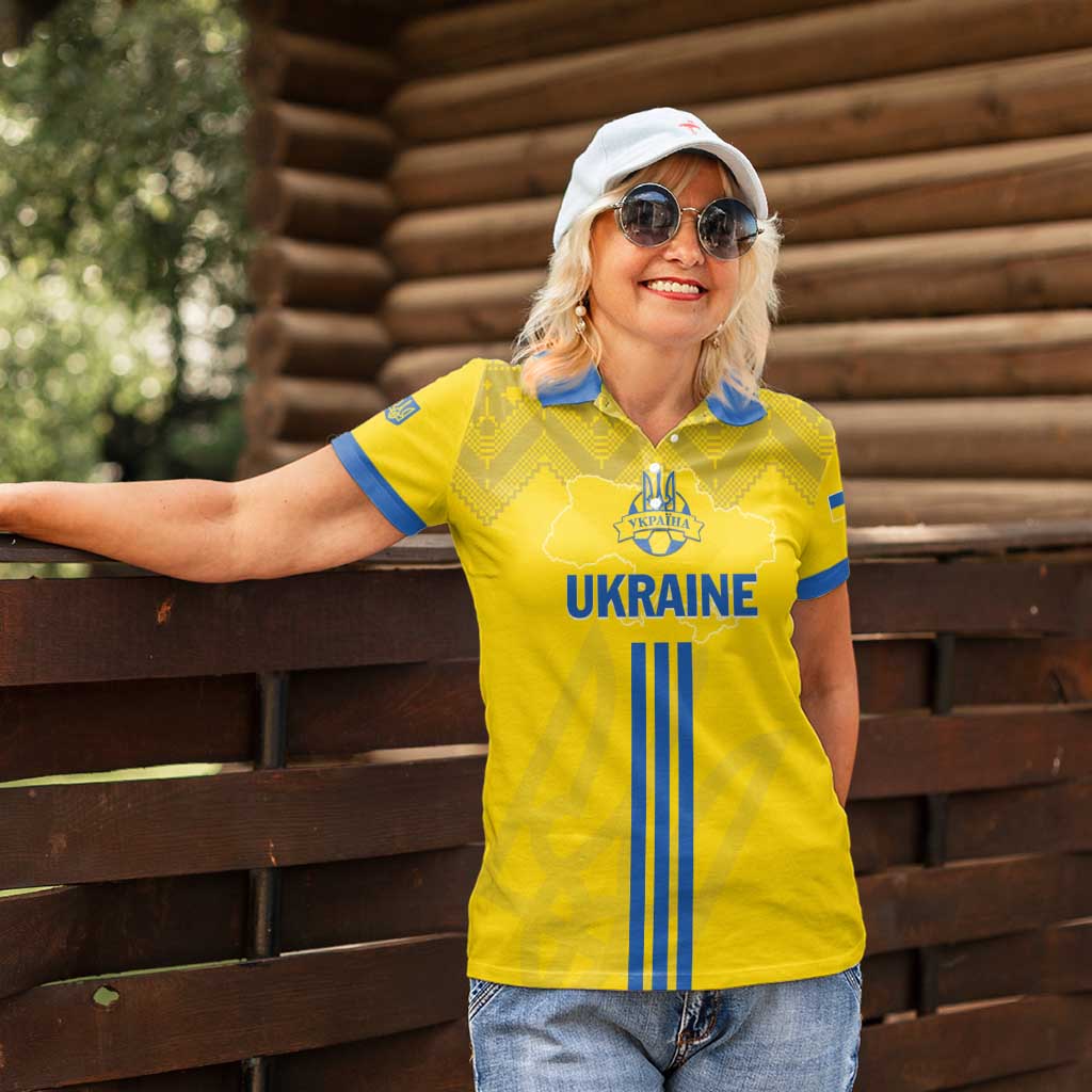 Custom Ukraine 2024 Football Women Polo Shirt Ukrainian Folk Pattern - Wonder Print Shop