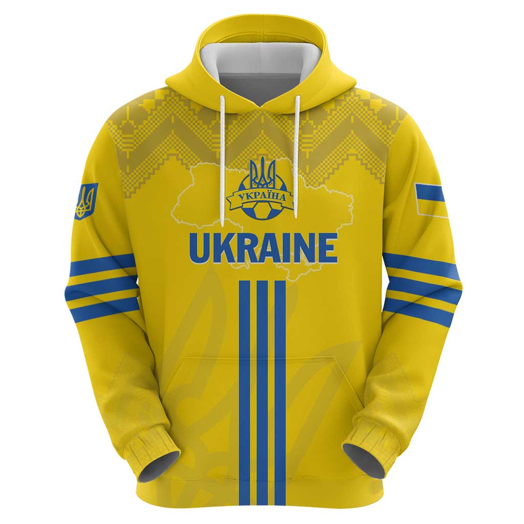 Custom Ukraine 2024 Football Zip Hoodie Ukrainian Folk Pattern - Wonder Print Shop
