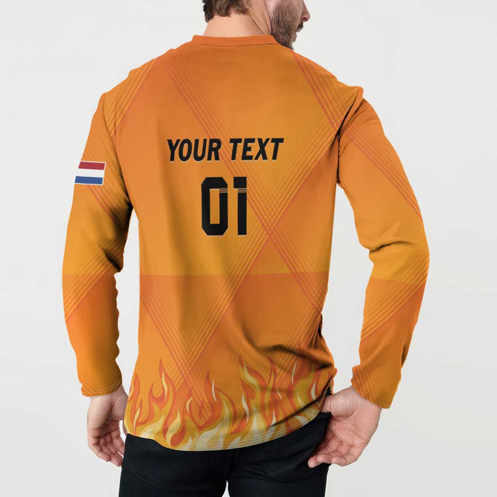 Custom Netherlands 2024 Football Button Sweatshirt Holland Oranje Lions - Wonder Print Shop