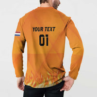 Custom Netherlands 2024 Football Button Sweatshirt Holland Oranje Lions - Wonder Print Shop