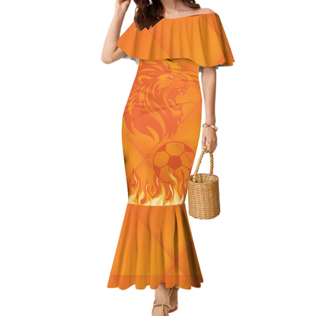 Custom Netherlands 2024 Football Family Matching Mermaid Dress and Hawaiian Shirt Holland Oranje Lions - Wonder Print Shop