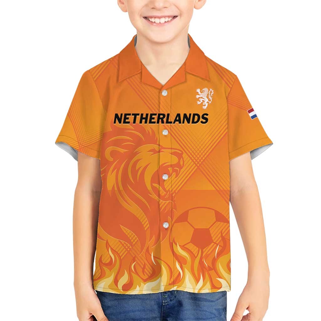 Custom Netherlands 2024 Football Family Matching Off Shoulder Maxi Dress and Hawaiian Shirt Holland Oranje Lions - Wonder Print Shop
