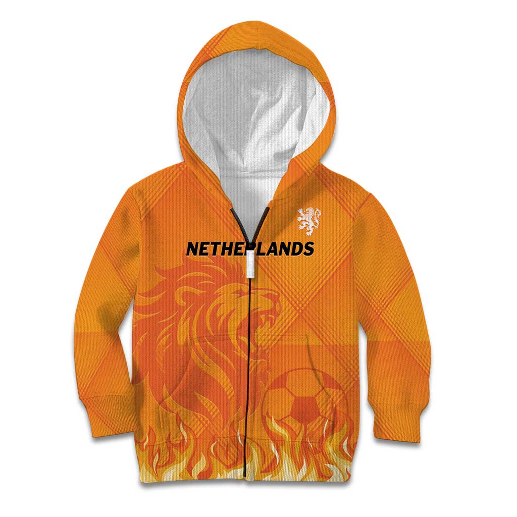 Custom Netherlands 2024 Football Kid Hoodie Holland Oranje Lions - Wonder Print Shop