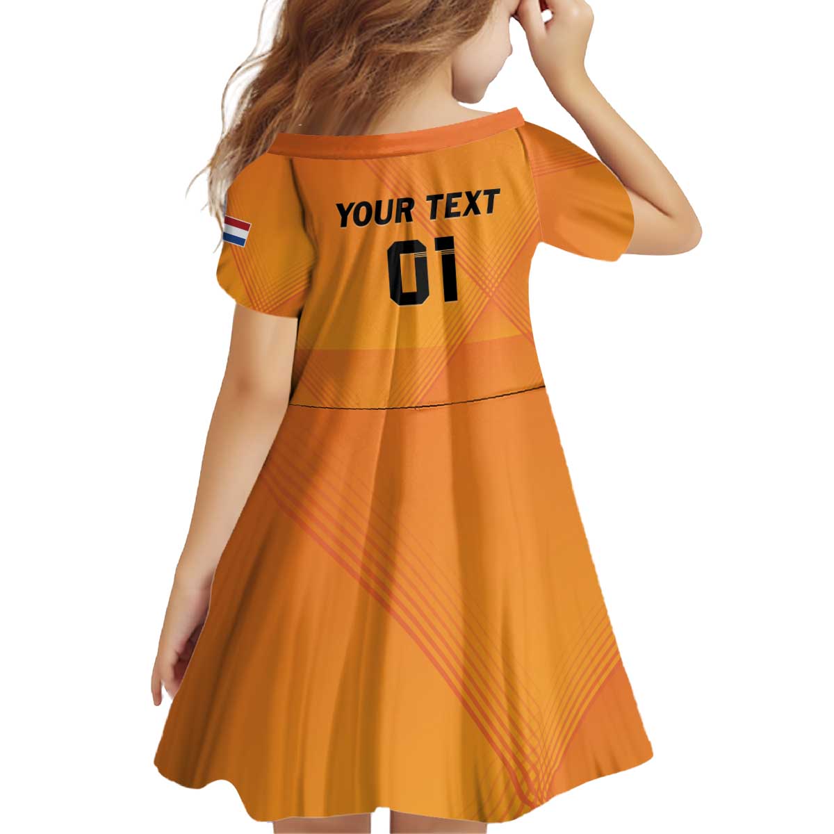Custom Netherlands 2024 Football Kid Short Sleeve Dress Holland Oranje Lions - Wonder Print Shop