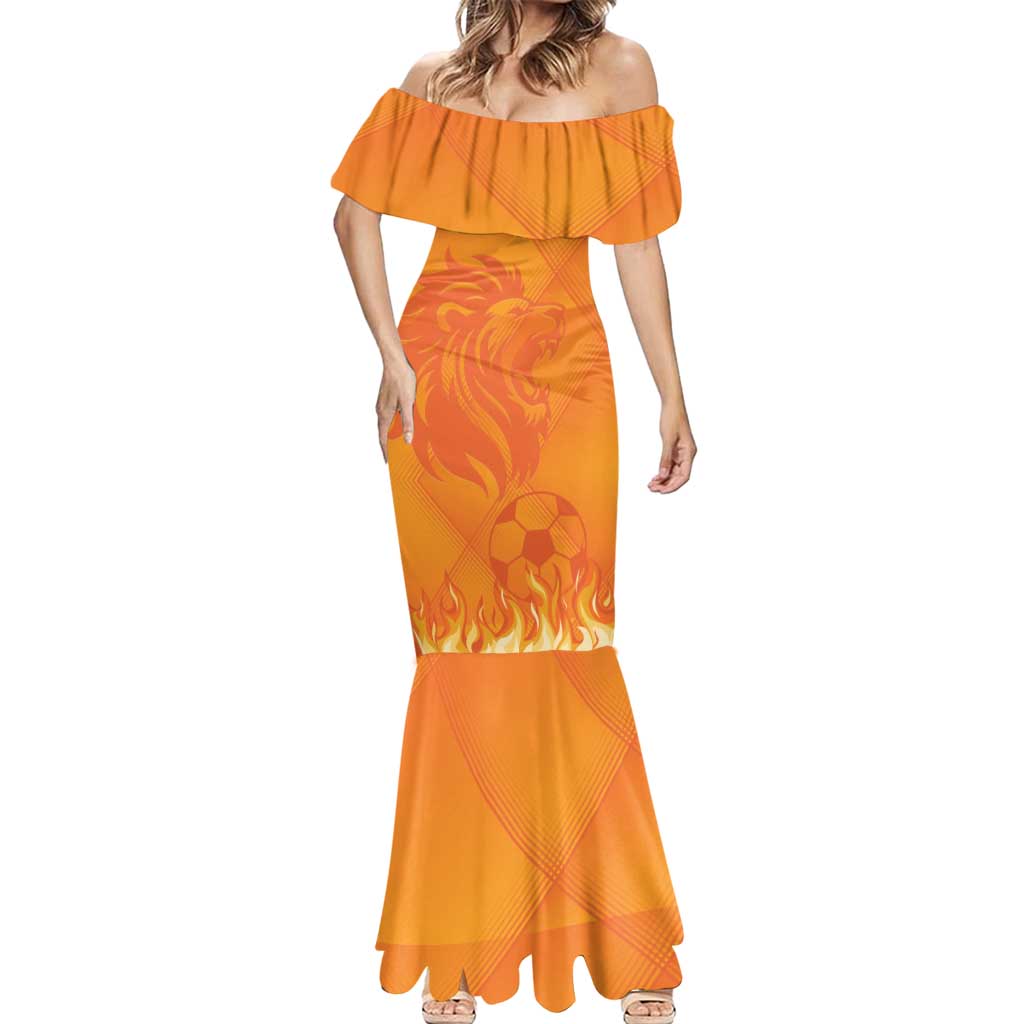 Custom Netherlands 2024 Football Mermaid Dress Holland Oranje Lions - Wonder Print Shop