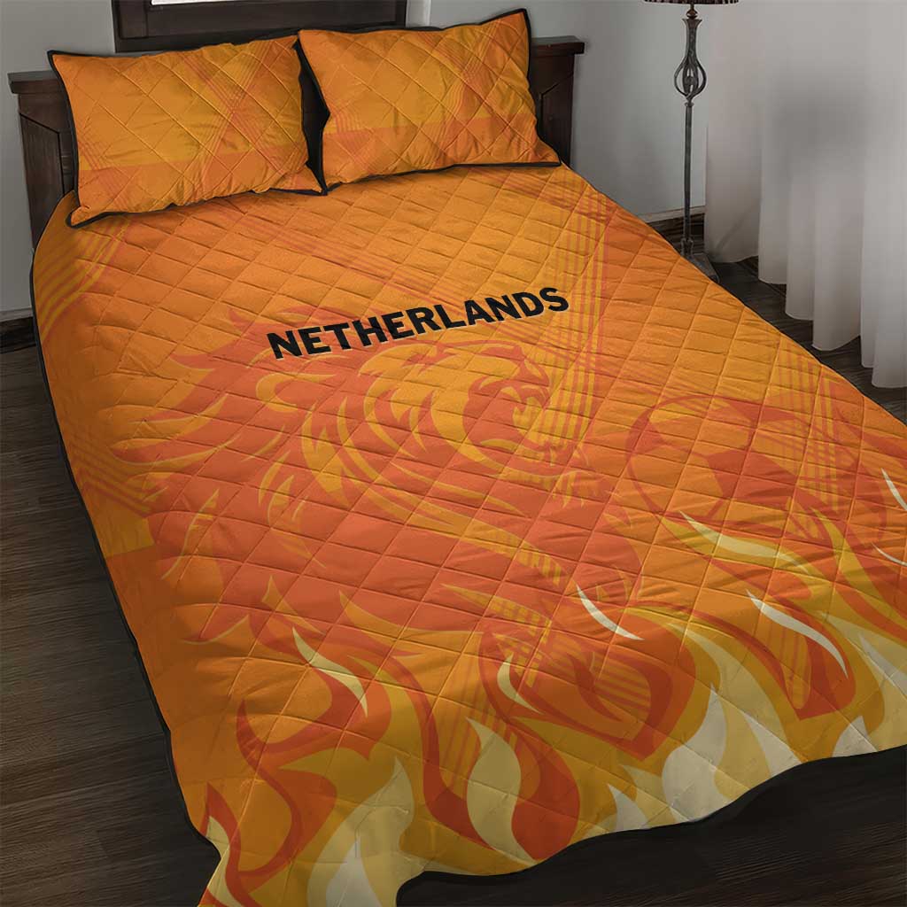 Netherlands 2024 Football Quilt Bed Set Holland Oranje Lions - Wonder Print Shop