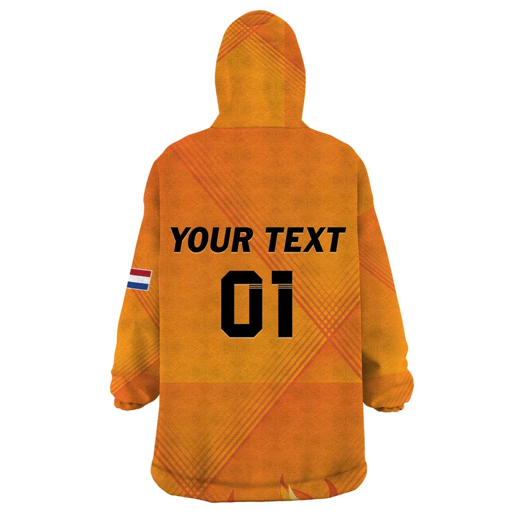 Custom Netherlands 2024 Football Wearable Blanket Hoodie Holland Oranje Lions - Wonder Print Shop