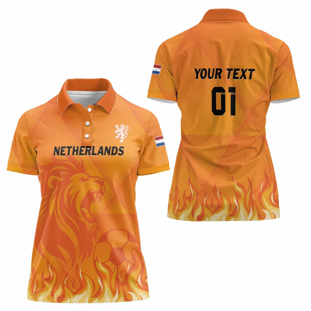 Custom Netherlands 2024 Football Women Polo Shirt Holland Oranje Lions - Wonder Print Shop