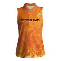 Custom Netherlands 2024 Football Women Sleeveless Polo Shirt Holland Oranje Lions - Wonder Print Shop