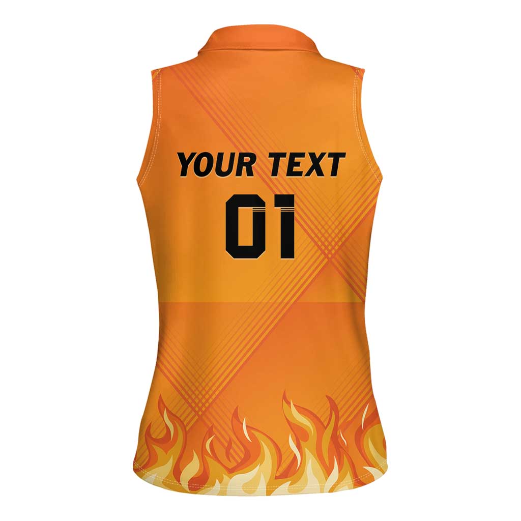 Custom Netherlands 2024 Football Women Sleeveless Polo Shirt Holland Oranje Lions - Wonder Print Shop