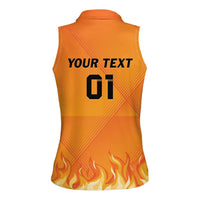 Custom Netherlands 2024 Football Women Sleeveless Polo Shirt Holland Oranje Lions - Wonder Print Shop