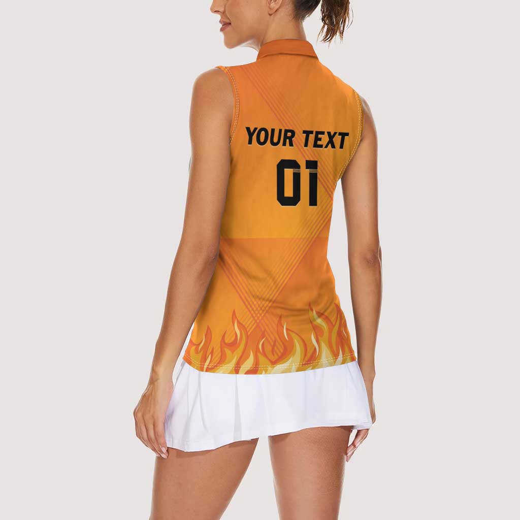 Custom Netherlands 2024 Football Women Sleeveless Polo Shirt Holland Oranje Lions - Wonder Print Shop