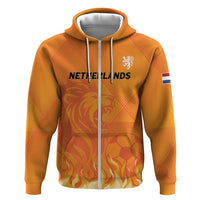 Custom Netherlands 2024 Football Zip Hoodie Holland Oranje Lions - Wonder Print Shop