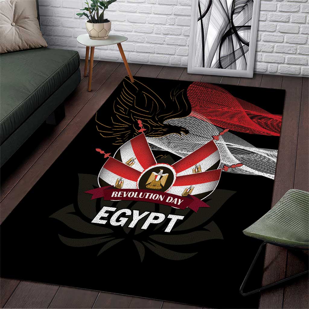 Egypt Revolution Day Area Rug Steppe Eagle Lotus Flower - Wonder Print Shop