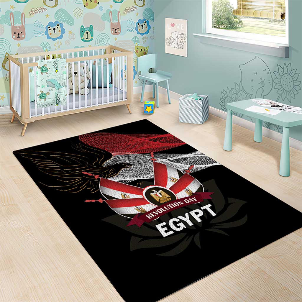 Egypt Revolution Day Area Rug Steppe Eagle Lotus Flower - Wonder Print Shop